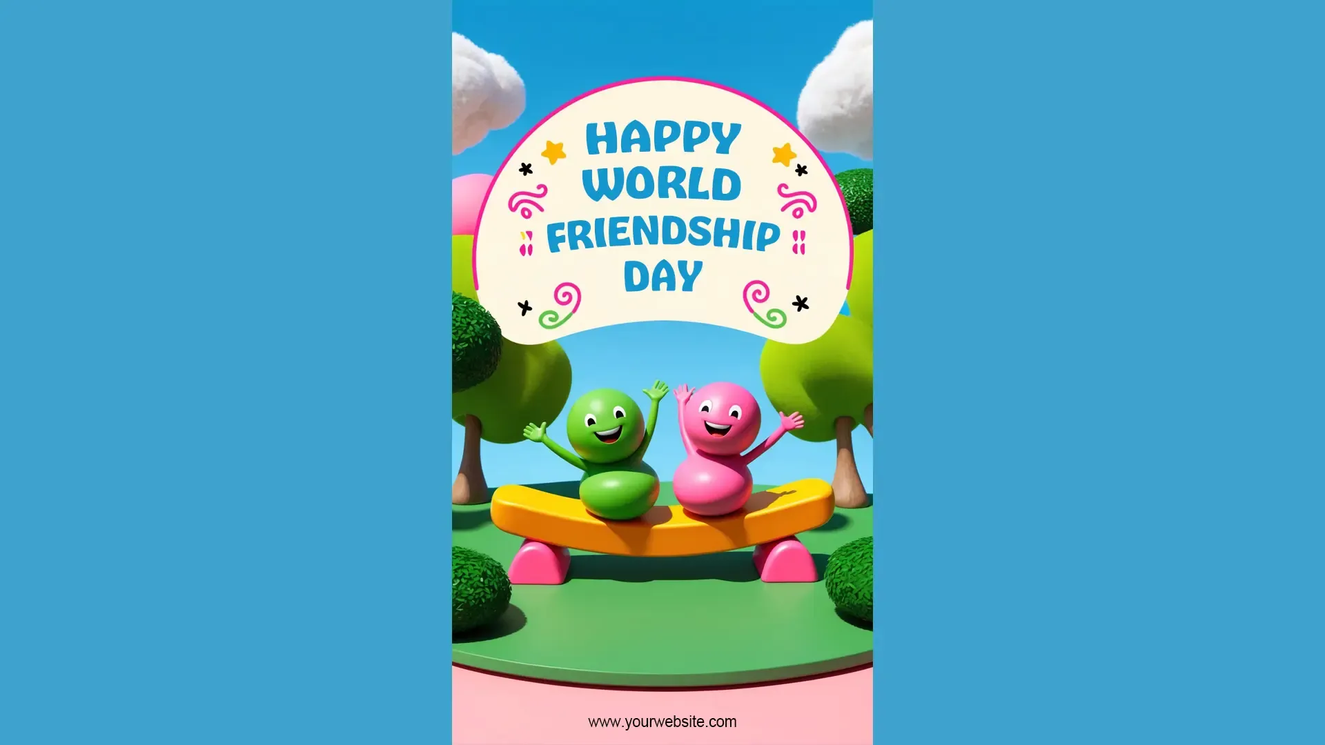 Happy Friendship Day Instagram Story with Fun Character